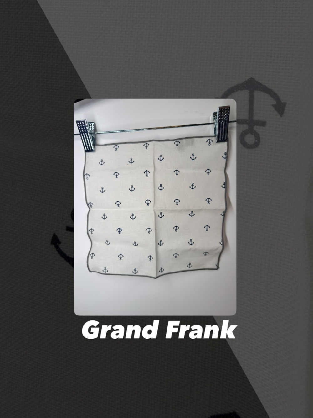 EUC Grand Frank Anchor Print Pocket Square